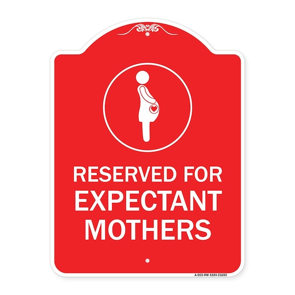 Signmission Reserved for Expectant Mothers W/ Graphic, Red & White Aluminum Sign, 24" L, 18" H, RW-1824-23202 A-DES-RW-1824-23202 - main